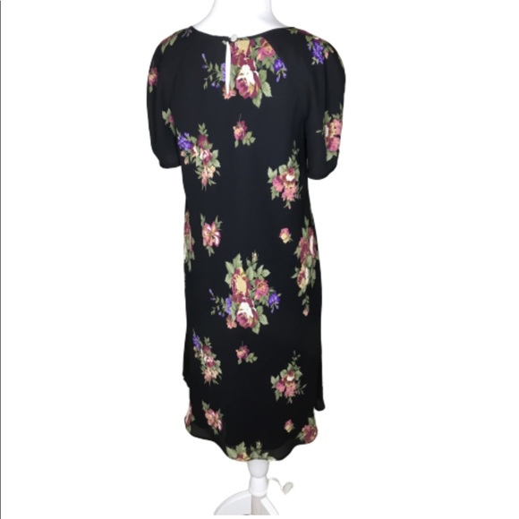 Liz Claiborne Black Burgundy Roses Career Dress 10 - Picture 4 of 8